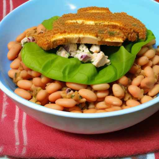 Салат из печеной фасоли с курицей