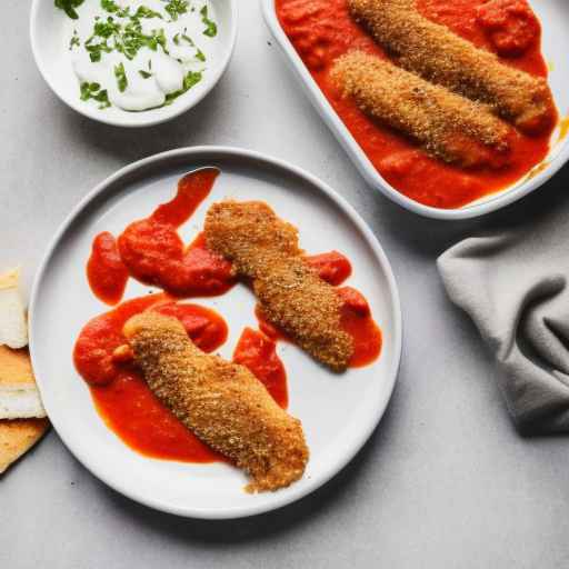 Запеченные куриные тендеры с томатным соусом и моцареллой