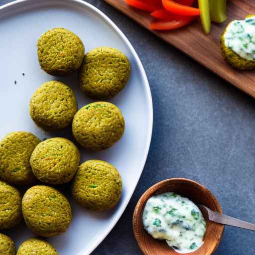 Запеченные кусочки фалафеля с соусом цацики