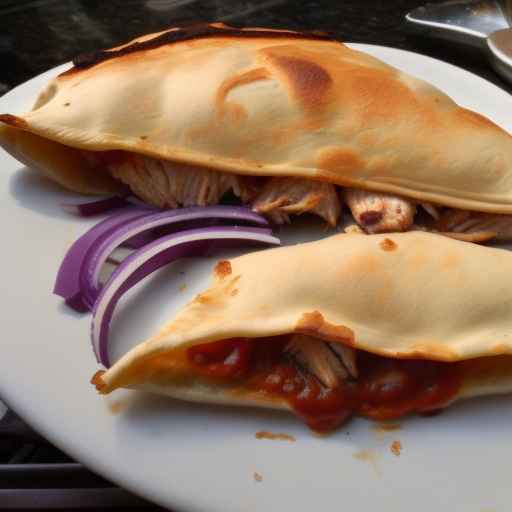 Кальцоне с курицей BBQ с сыром моцарелла, красным луком и соусом BBQ