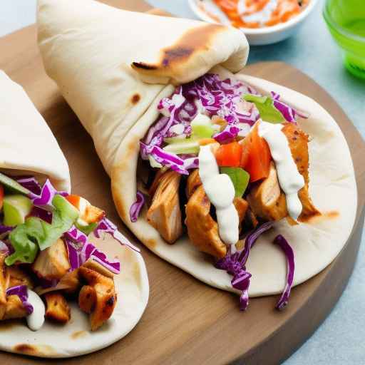 Гирос из курицы BBQ с острым капустным салатом и майонезом чипотле