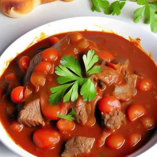 Гуляш из говядины и моркови с томатной пастой