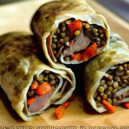 Роллы с говядиной и чечевицей