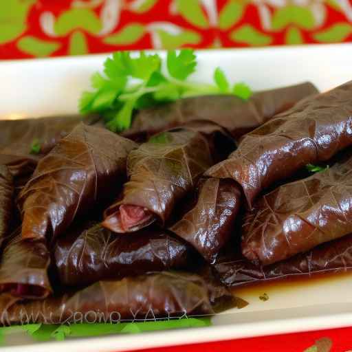 Фаршированные говядиной и чечевицей виноградные листья