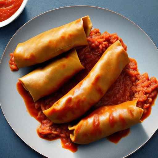 Фаршированные говядиной и рисом роллы с томатным соусом