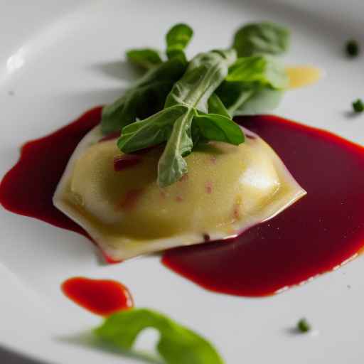 Равиоли со свеклой и козьим сыром под соусом из коричневого масла