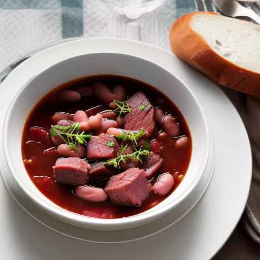 Борщ с копченой свининой и фасолью