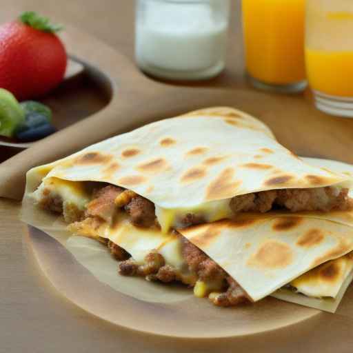 Кесадилья с колбасой и сыром