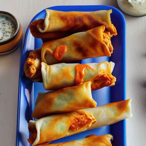 Яичные роллы с курицей Баффало и голубым сыром