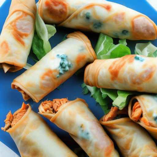 Яичные рулетики из курицы "Баффало" с соусом из голубого сыра