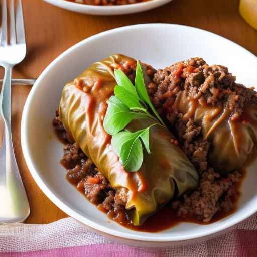 Капустные роллы с бизоньим фаршем и коричневым рисом