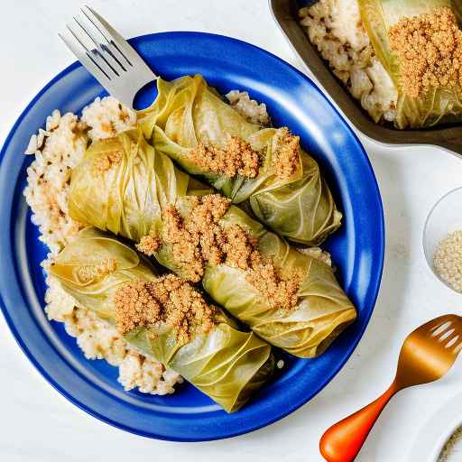 Капустные роллы с куриным фаршем и коричневым рисом
