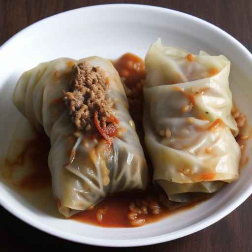 Капустные рулетики со свининой и ячменем