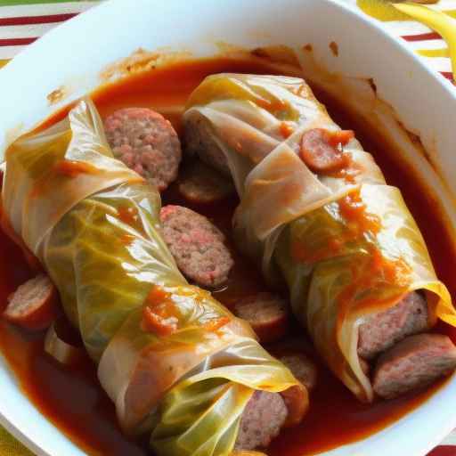 Капустные рулетики со свининой и колбасой