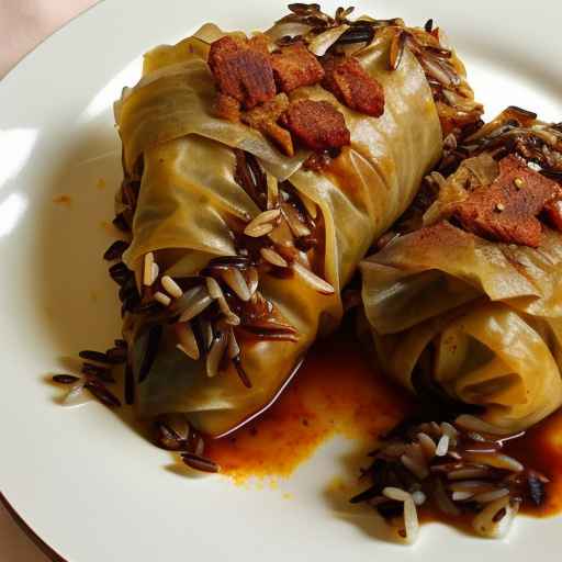 Капустные роллы с индейкой и диким рисом