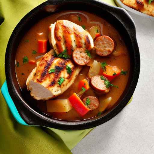 Тушеная курица по-каджунски с андуйской колбасой