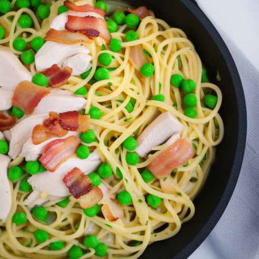 Карбонара из курицы и бекона с лингвини и горохом