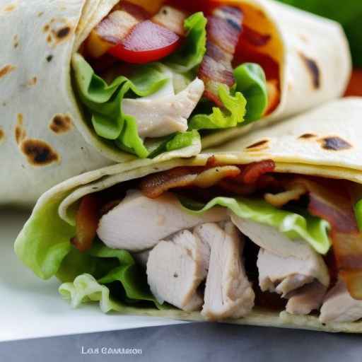 Обертывания с курицей и беконом с салатом и помидорами