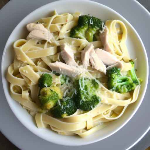 Феттуччине Альфредо с курицей и брокколи