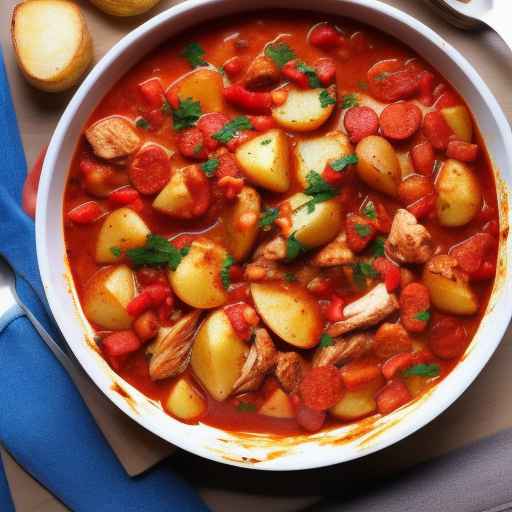Гуляш из курицы и чоризо с картофелем