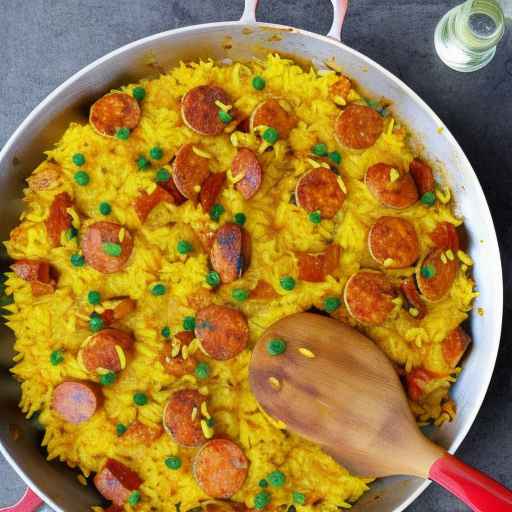 Паэлья из курицы и чоризо с шафрановым рисом
