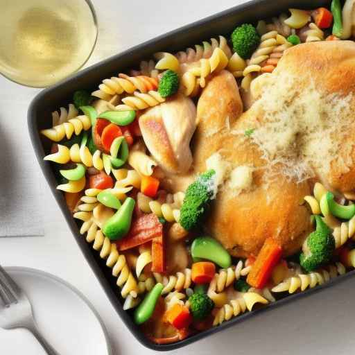 Запеканка из курицы и макарон со смешанными овощами