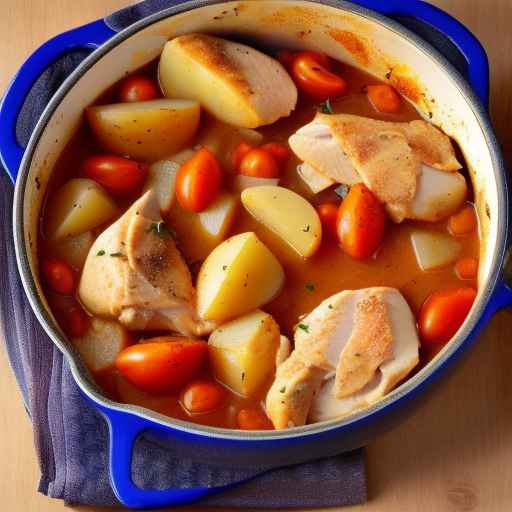 Тушеная курица и картофель с помидорами