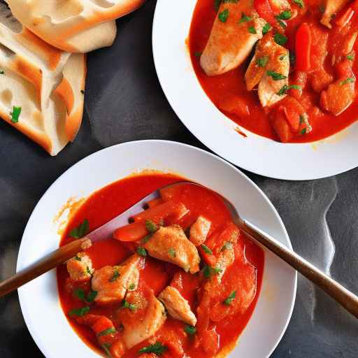 Тушеная курица с красным перцем и паприкой