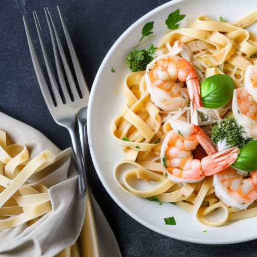 Альфредо из курицы и креветок с лингвином