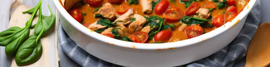Гуляш из курицы и шпината с помидорами