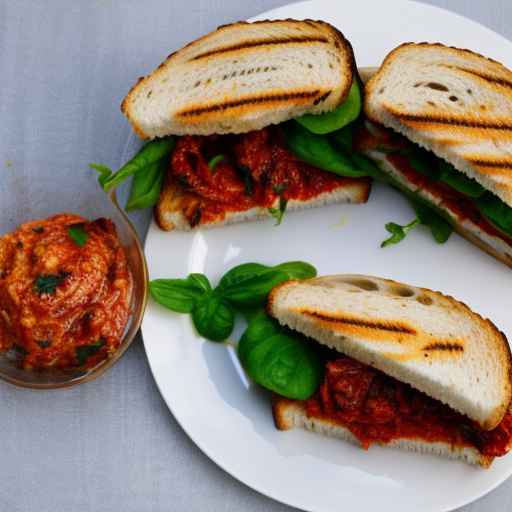Сэндвичи с курицей и вялеными помидорами с песто