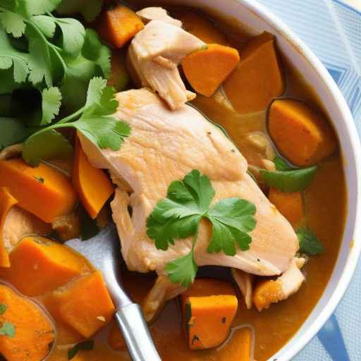Тушеная курица и сладкий картофель с кинзой и лаймом