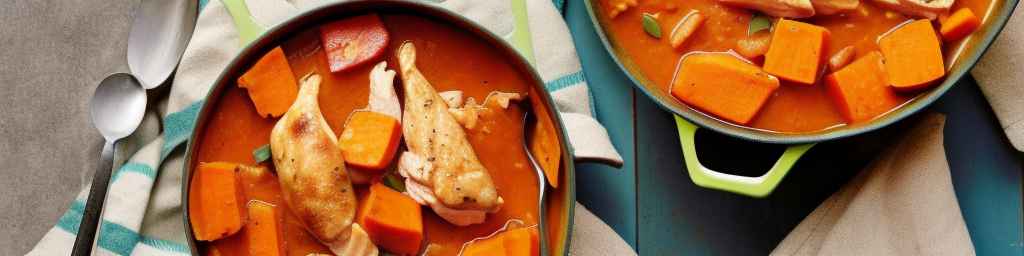 Тушеная курица и сладкий картофель с паприкой