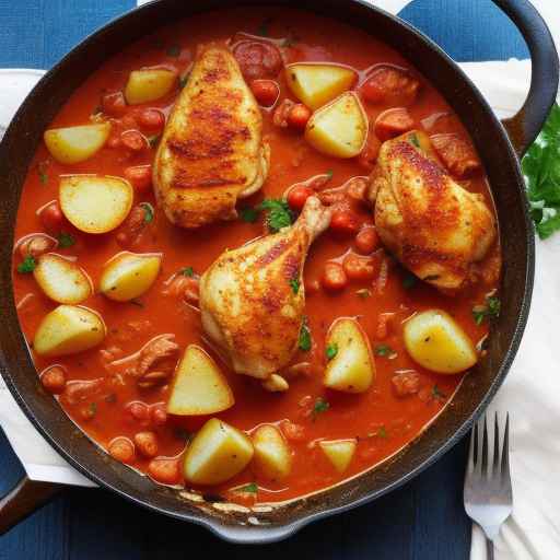 Гуляш из курицы и помидоров с картофелем