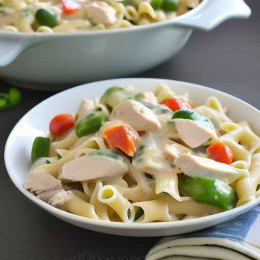 Паста "Альфредо" с курицей и овощами