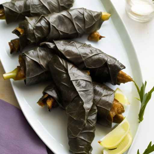 Виноградные листья, фаршированные курицей и диким рисом