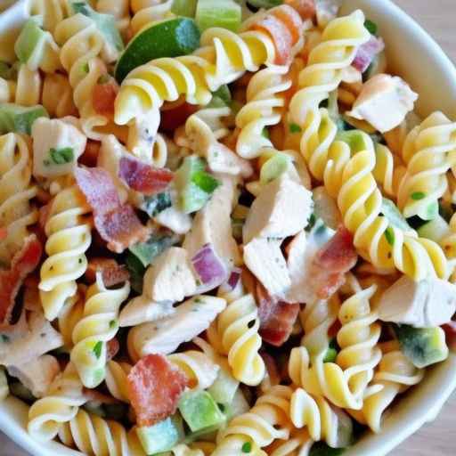 Салат из макарон с куриным беконом и ранчо