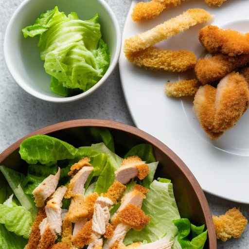 Салат "Цезарь" с хрустящими куриными полосками