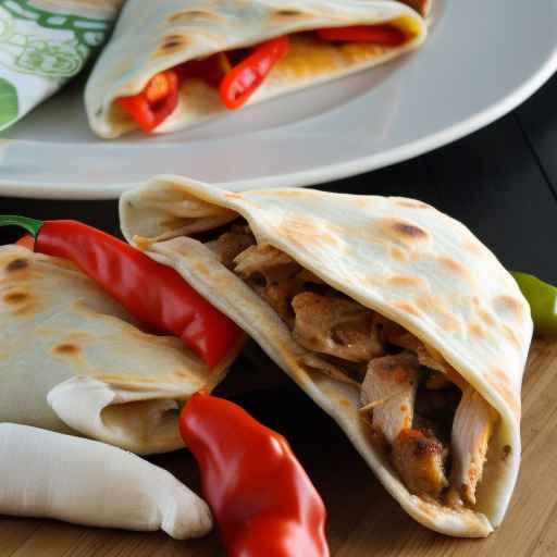 Кальцоне из куриной фахита с сыром моцарелла, перцем, луком и сальсой