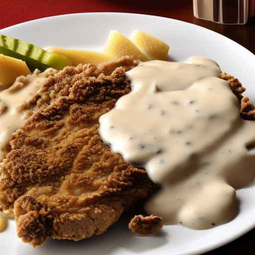 Жареный куриный стейк со сливочной белой подливкой