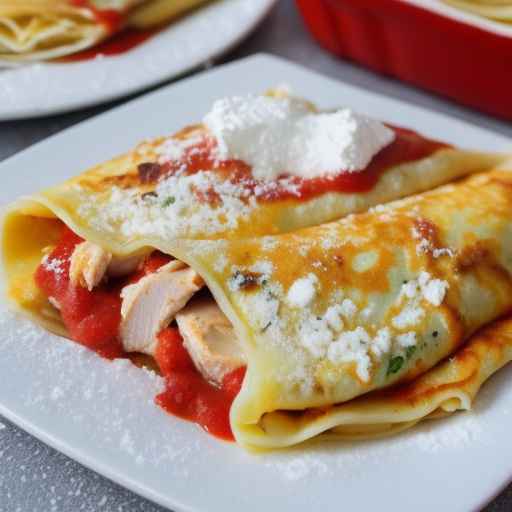 Фаршированные блинчики с курицей и пармезаном