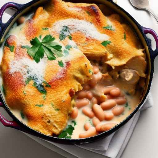 Сливочная запеканка с курицей и фасолью