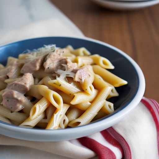 Сливочная паста с мясом и карамелизированным луком