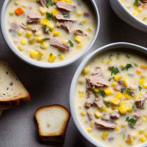 Сливочный суп с мясом и кукурузой