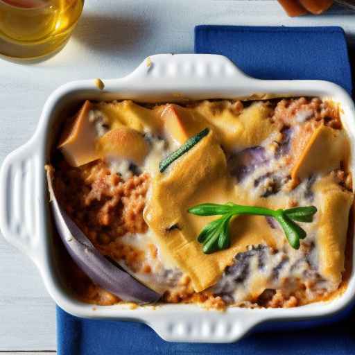 Сливочная мясная запеканка с баклажанами