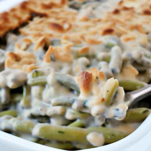 Сливочная запеканка с мясом и зеленой фасолью