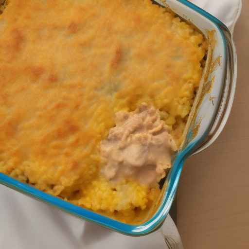 Сливочная запеканка с мясом и рисом