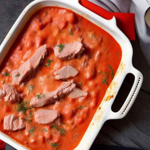 Сливочный мясной пирог с помидорами