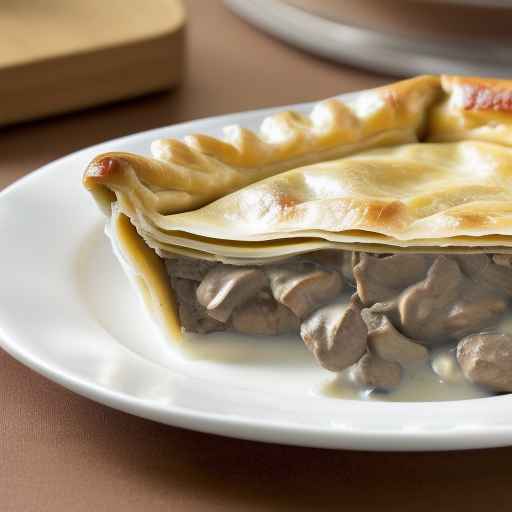 Сливочный пирог с грибами и мясом