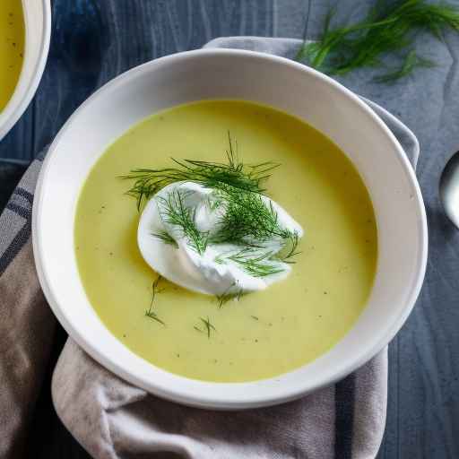 Сливочный борщ из картофеля и лука-порея с укропом и сметаной